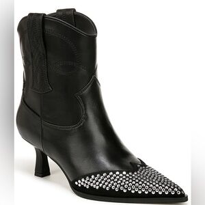 Black Studded Leather Ankle Boots